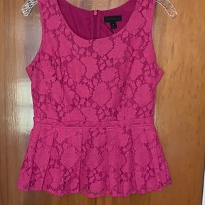 Worthington Fuchsia Lace Peplum Top